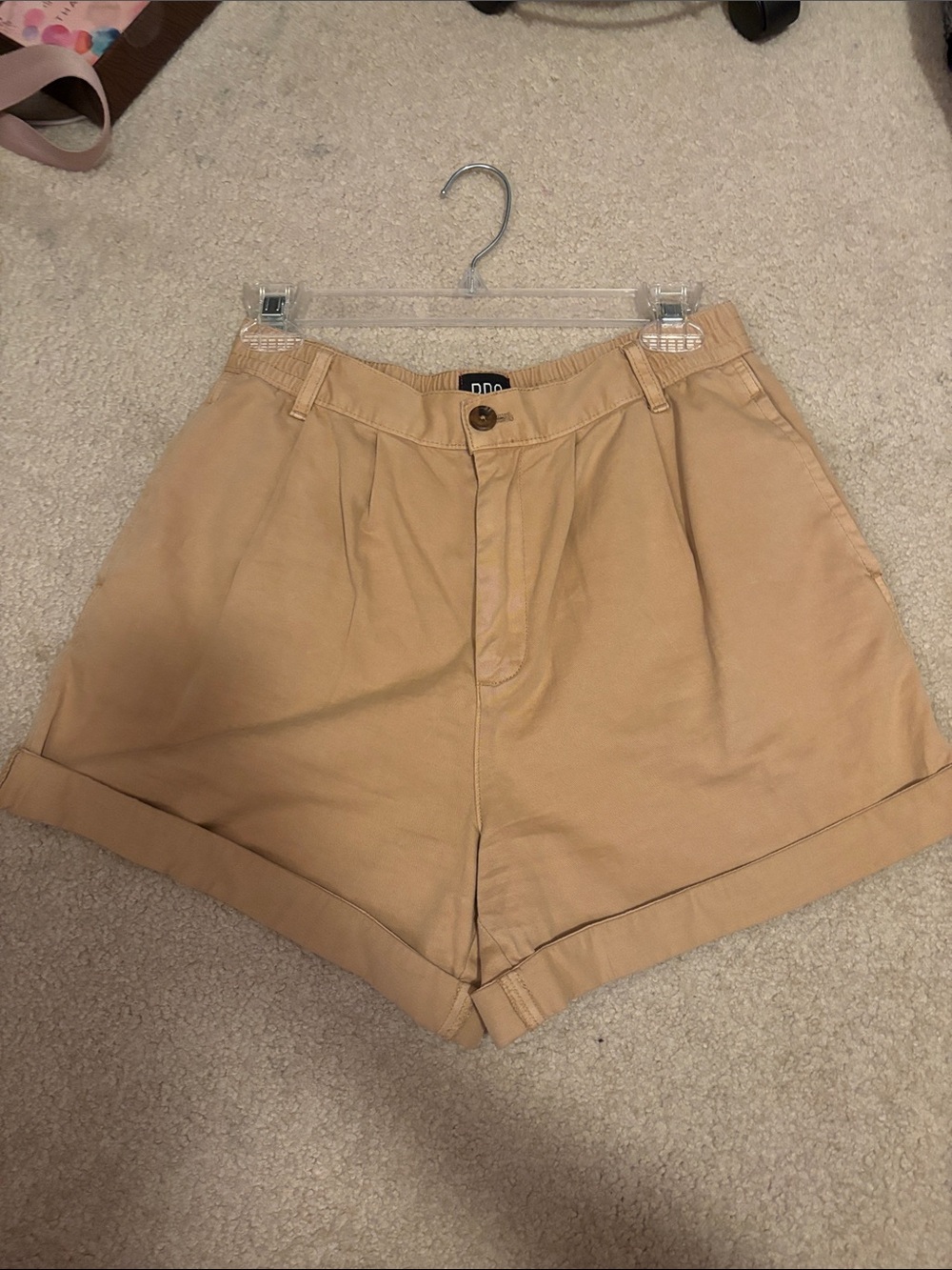BDG Tan Pleated Cuffed Shorts